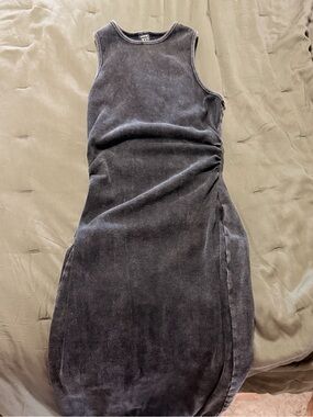 Sleeveless Black Ruched Side Tank Dress